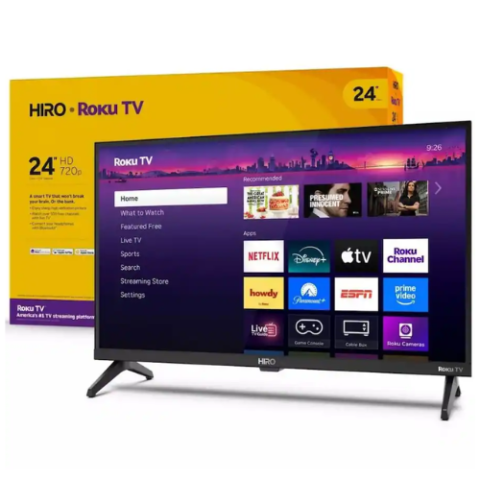 Hiro Roku 24" HD Smart LED TV Dolby Audio Bluetooth Streaming Television